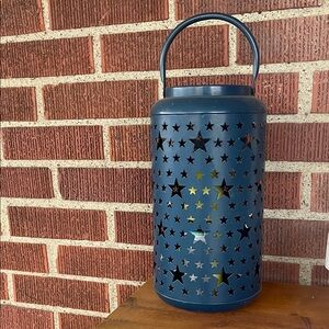 Decorative Star Lantern - Blue Metal Hanging Candle Holder graduation party